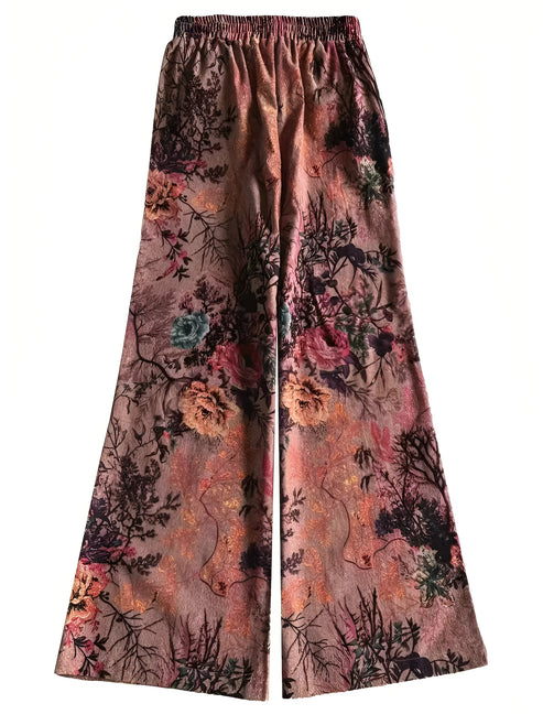 Jessica | moeiteloze broek met wijde pijpen en bloemen