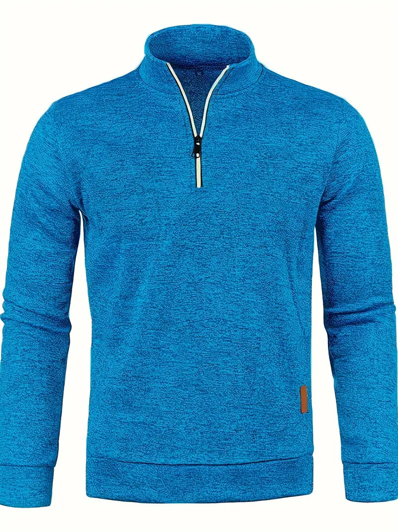 Zak - stijlvolle fleece herentrui met halve rits