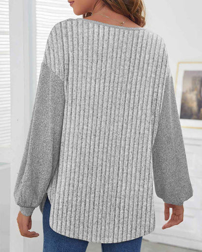 Casual top met geribde strepen