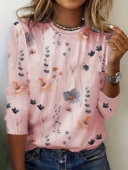 Hester - t-shirt met lange mouwen en bloemenprint