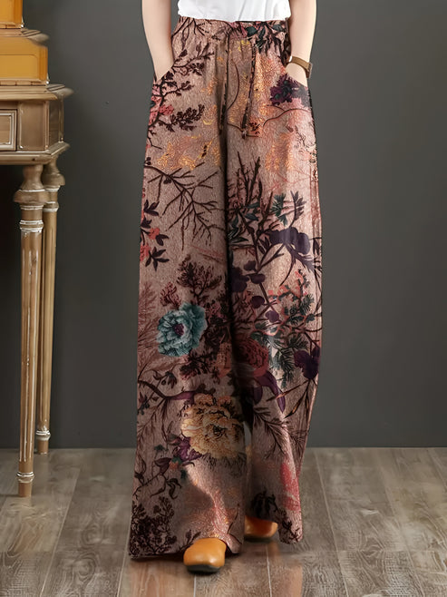 Jessica | moeiteloze broek met wijde pijpen en bloemen