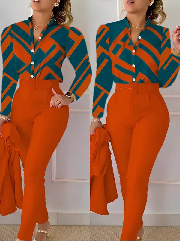 Aranka - top met v-hals en broek met hoge taille