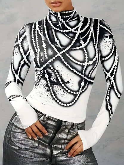 Jerrica | casual gebreide top met abstracte print