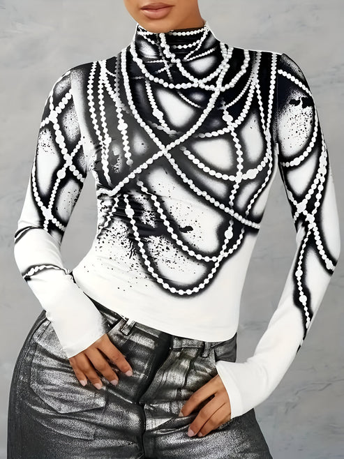 Jerrica | casual gebreide top met abstracte print