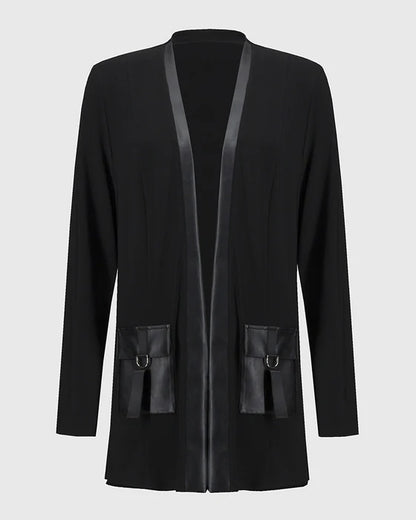 Modieuze - jas in effen patchworktas