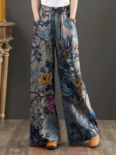 Jessica | moeiteloze broek met wijde pijpen en bloemen