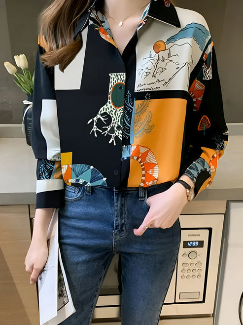 Jaslyn | vintage-geïnspireerde blouse met print