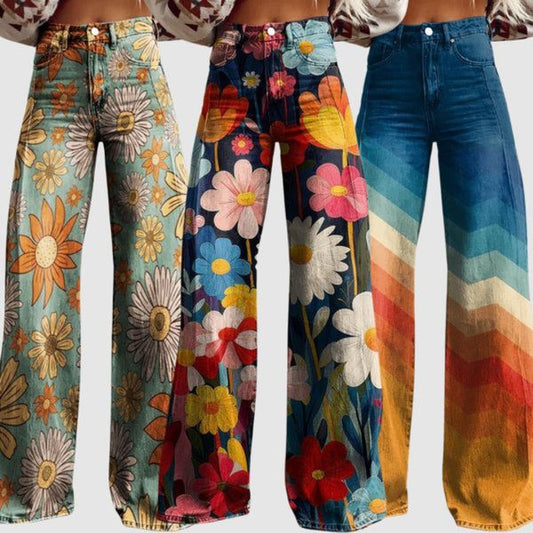 Wijde - broek met patroon