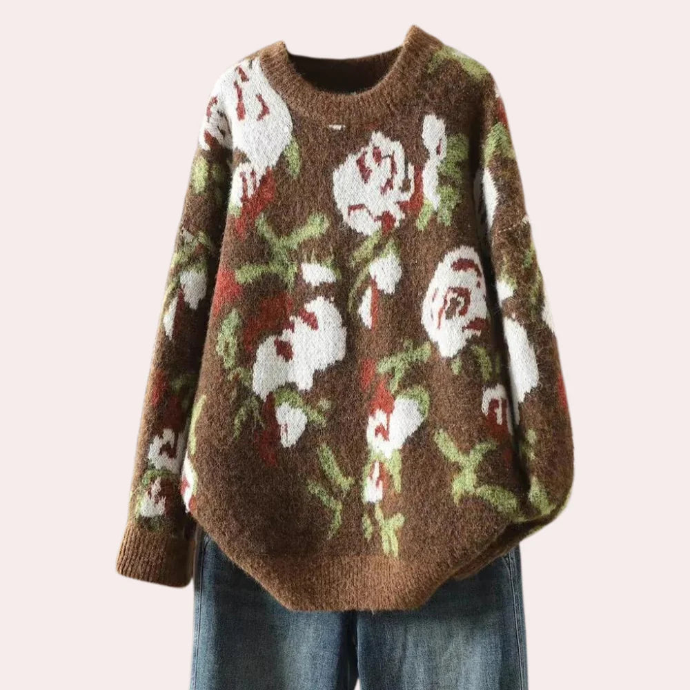 Kaia - gebreide trui met bloemenpatroon voor dames