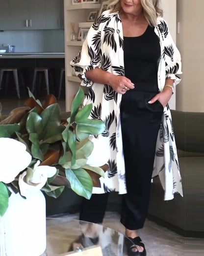 Casual - jas met revers en knoop, bedrukt