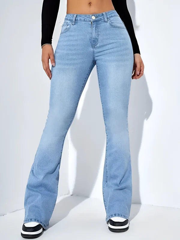 Camila - high waist flare stretch mustache jeans