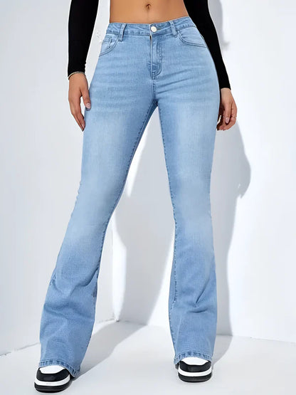 Camila - high waist flare stretch mustache jeans