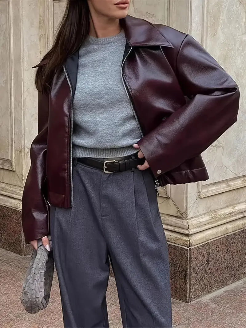 Cassidy - stijlvol, oversized leren jack