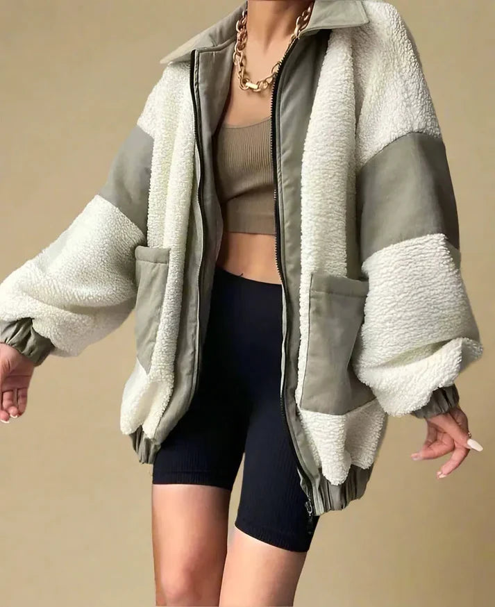 Warme fleecejassen met knopen en ritssluiting voor dames