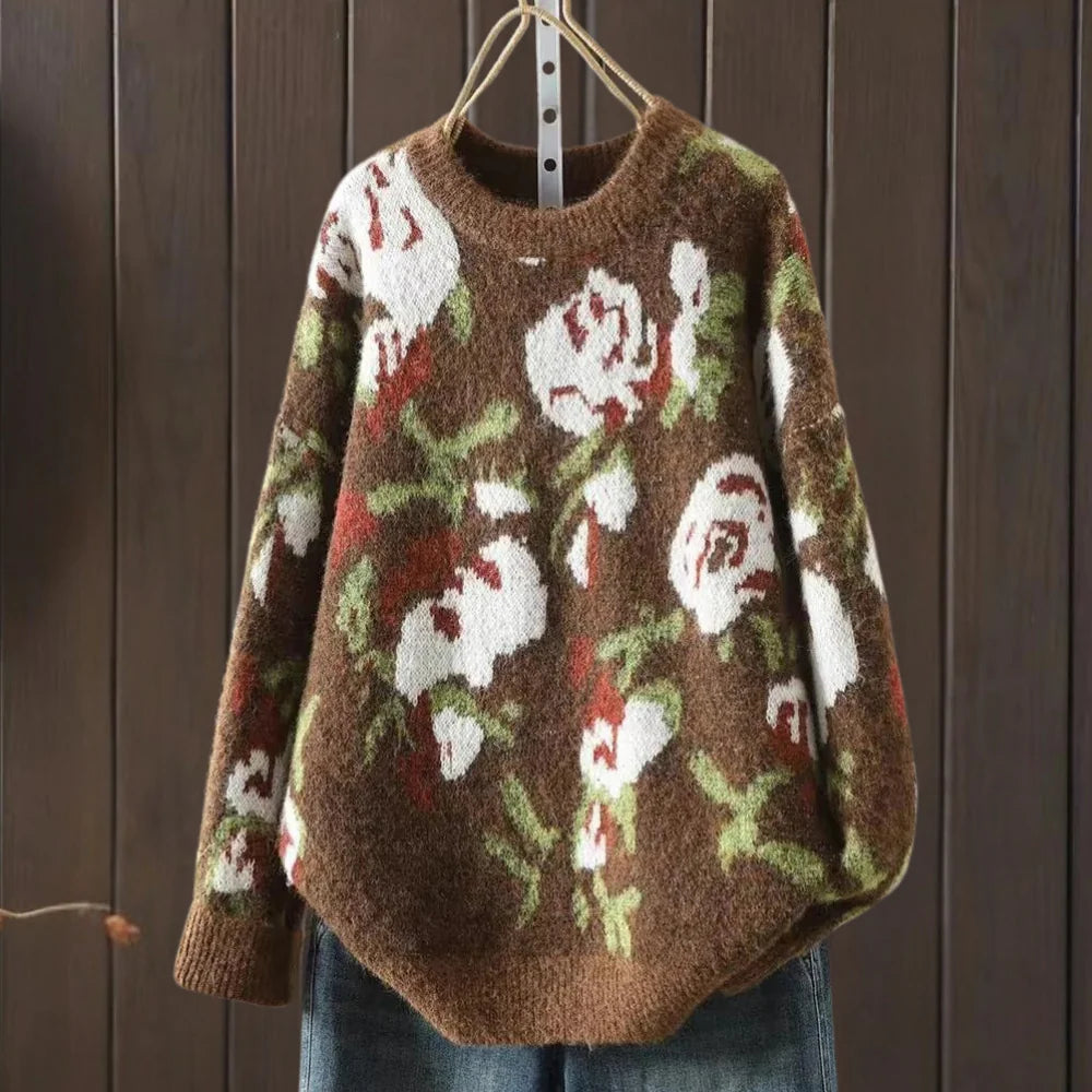 Kaia - gebreide trui met bloemenpatroon voor dames