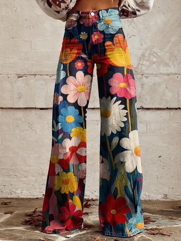 Wijde - broek met patroon