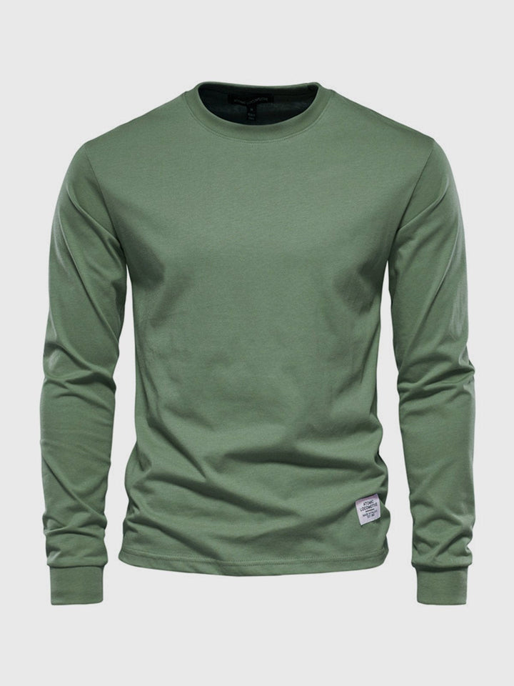 Katoenen herenshirt met lange mouwen en ronde hals