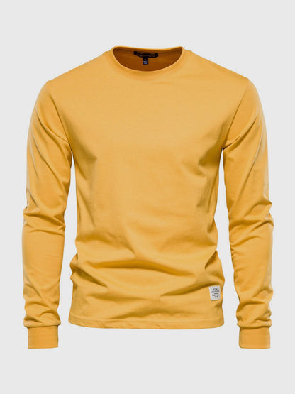 Katoenen herenshirt met lange mouwen en ronde hals