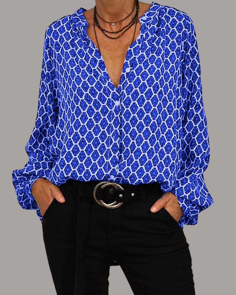 Lena - stijlvolle blouse met v-hals en lange mouwen