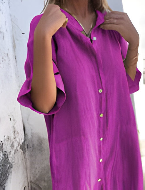 Solène | wijde, casual jurk met halve mouwen