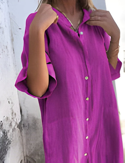 Solène | wijde, casual jurk met halve mouwen