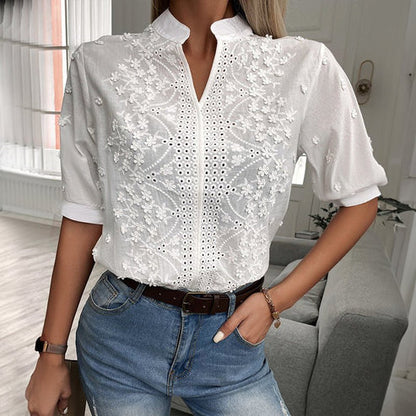 Chiara | blouse met V-hals en kant