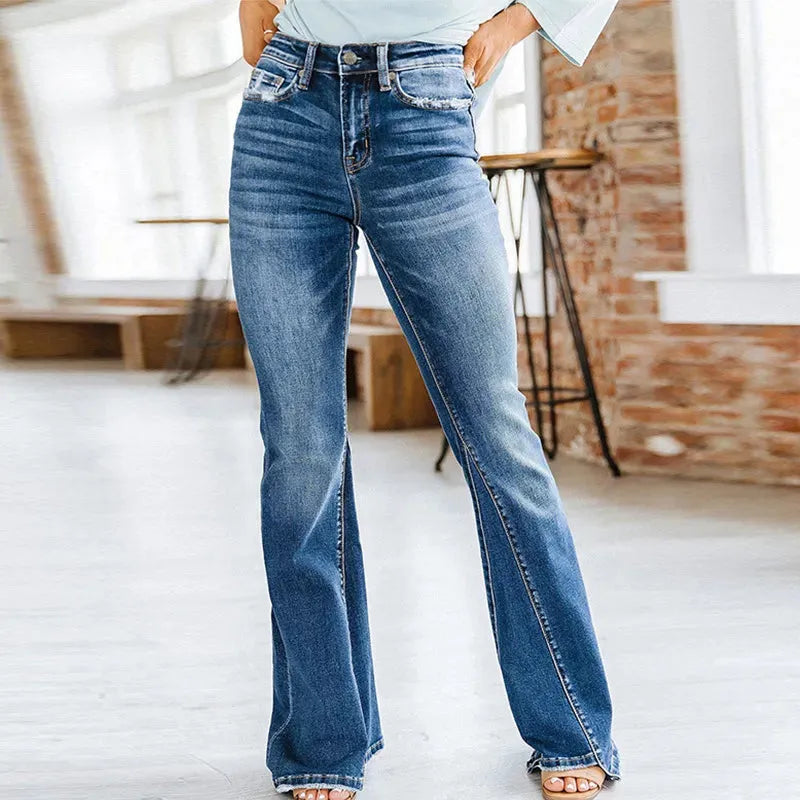 Trendy jeans met hoge taille voor modebewuste vrouwen in de winter