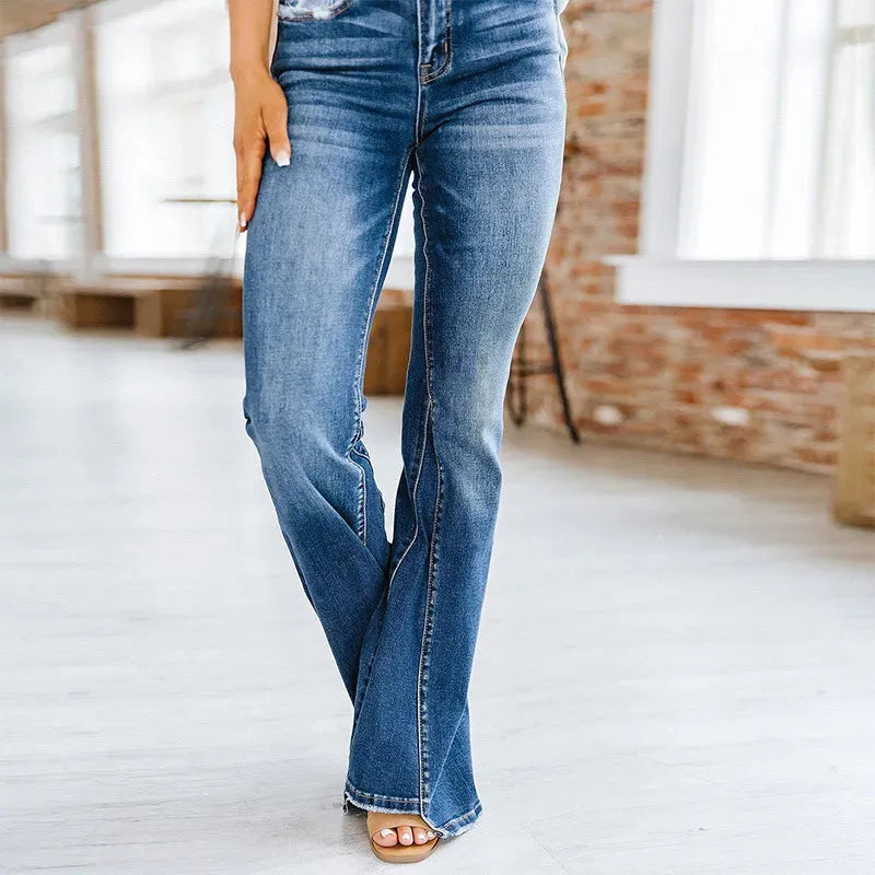 Trendy jeans met hoge taille voor modebewuste vrouwen in de winter