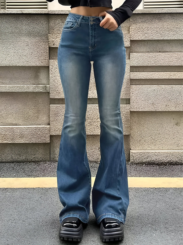 Camila - high waist flare stretch mustache jeans