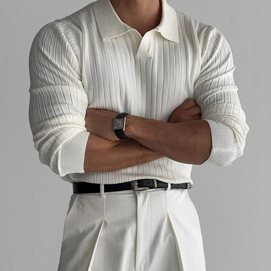 Jerald - slim-fit poloshirt met lange mouwen