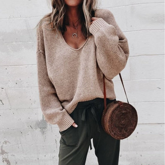 Jaqueline - pullover met oversized v-hals