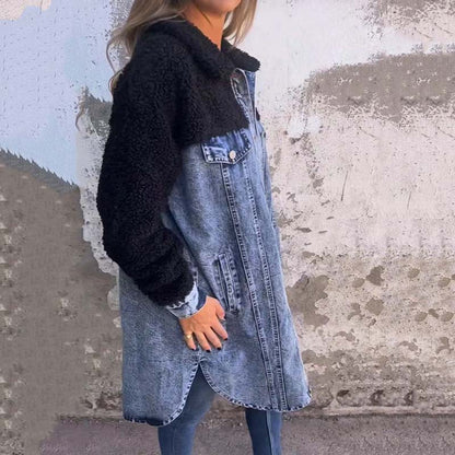 Verena - sherpa gevoerd denim jack met lange mouwen voor dames