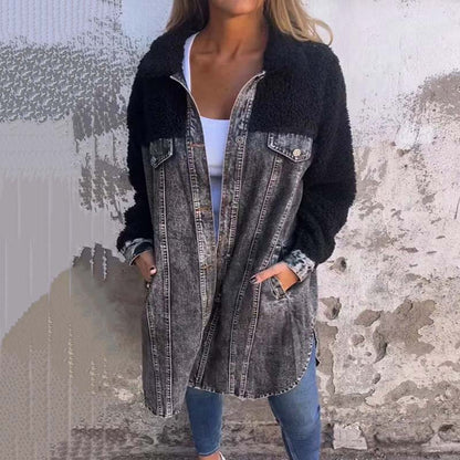 Verena - sherpa gevoerd denim jack met lange mouwen voor dames