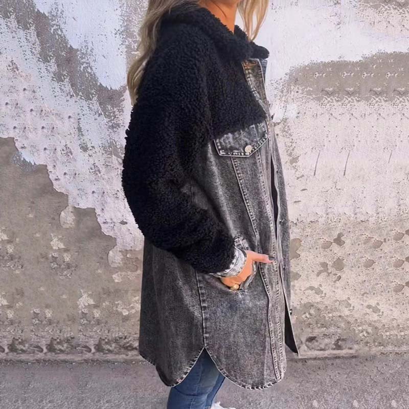 Verena - sherpa gevoerd denim jack met lange mouwen voor dames