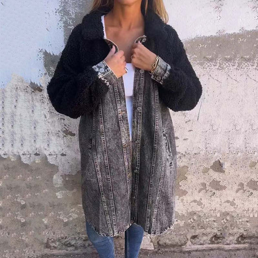 Verena - sherpa gevoerd denim jack met lange mouwen voor dames