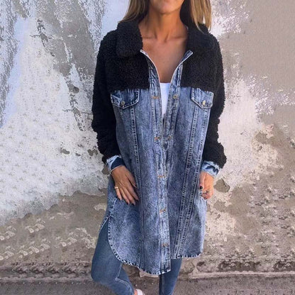 Verena - sherpa gevoerd denim jack met lange mouwen voor dames