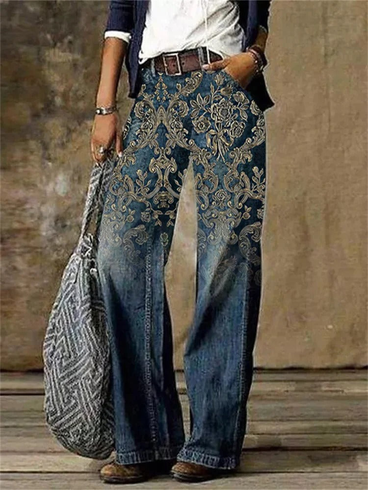 Olivette - denim broek van katoenen keperstof van hoge kwaliteit