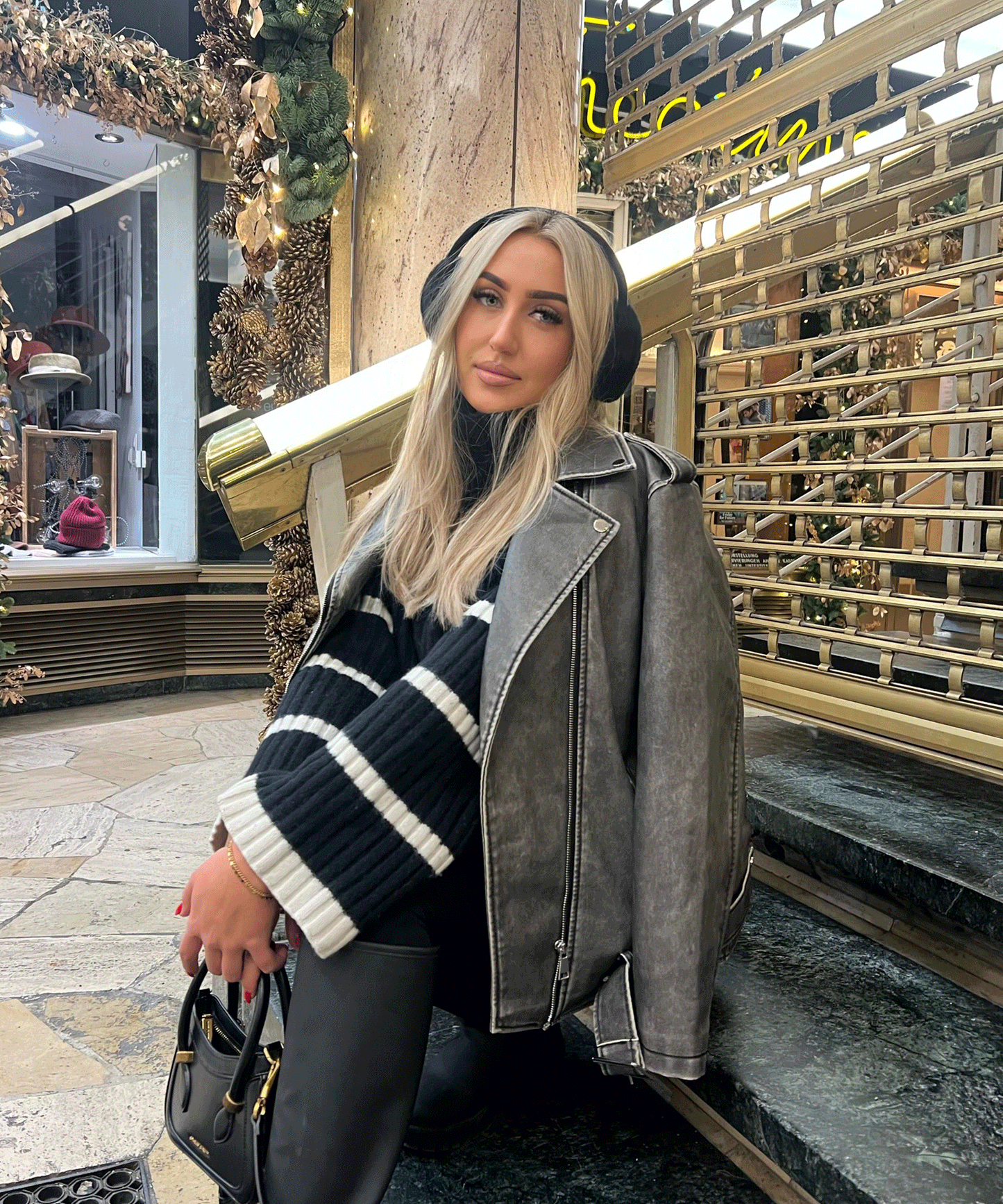 Zita - vegan oversized leren jas donkergrijs