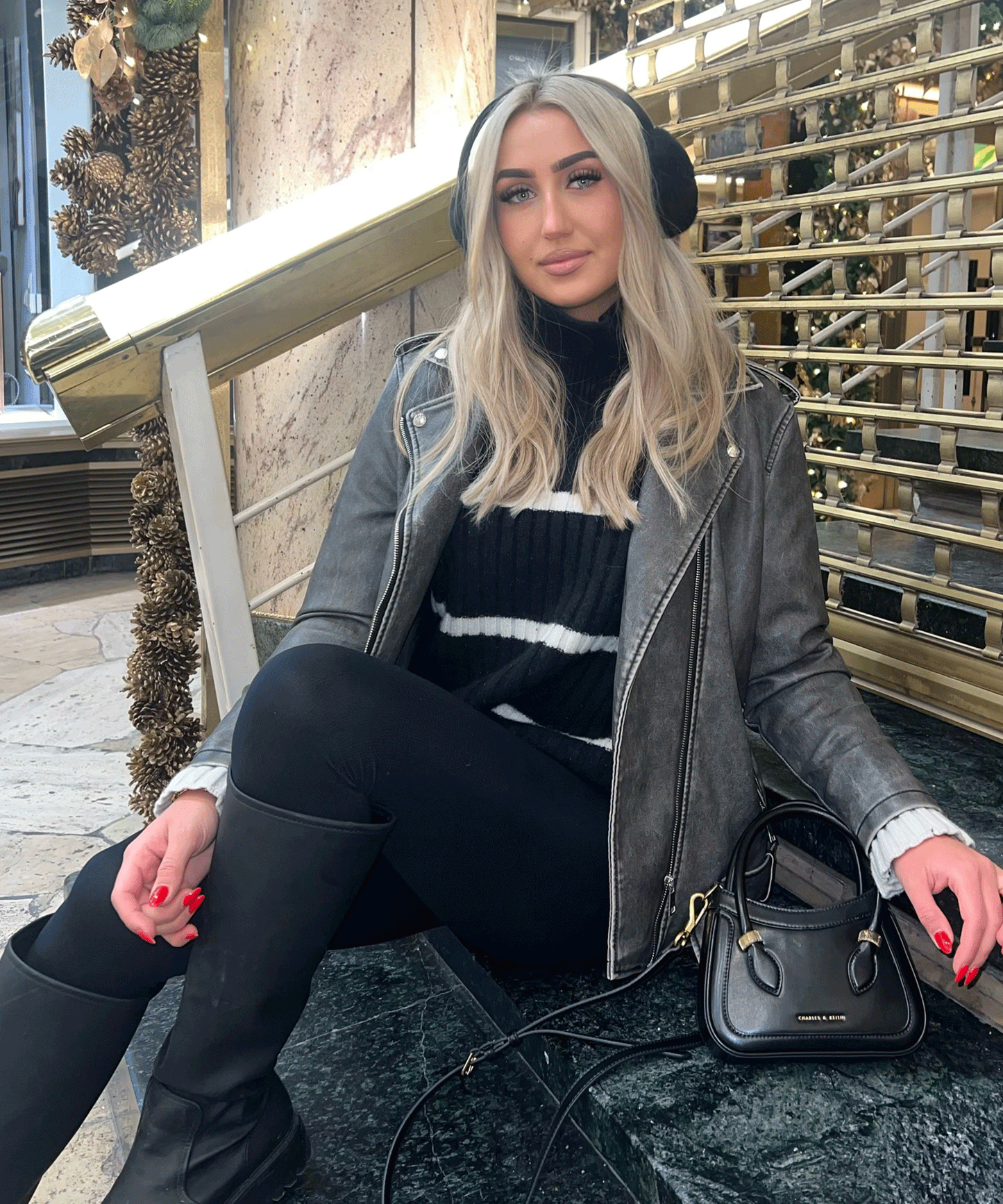 Zita - vegan oversized leren jas donkergrijs
