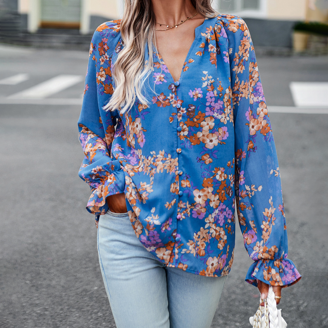 Abby - Blouse met lange mouwen en bloemen